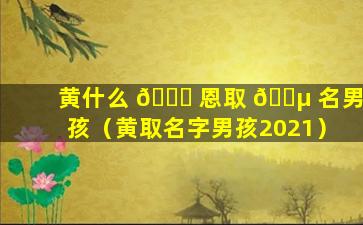 黄什么 🐞 恩取 🌵 名男孩（黄取名字男孩2021）